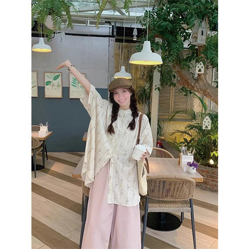 裁缝学苑AQ456法式复古中长款短袖衬衫花边阔腿裤两件套纸样女装套装样板图纸 商品图4