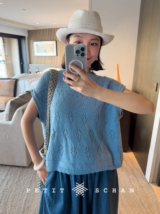 PETIT SCHAN小闪 CLO#785 Where Mists Sing 云水谣 棉混纺镂空套头针织衫 商品图2