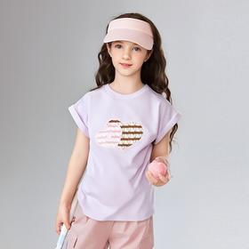 笛莎Deesha 童装女童T恤2025夏新款女童爱心图案短袖T恤