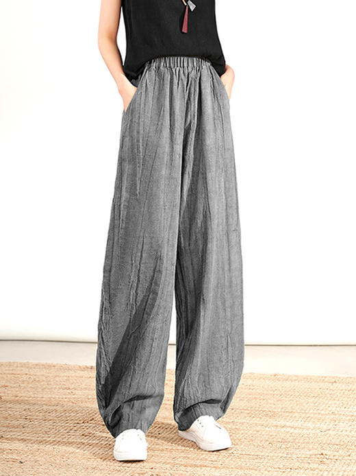 雀说苎麻扎染废土风休闲裤新款棉麻女装阔腿灯笼裤个性裤子ALTDA-9 商品图6