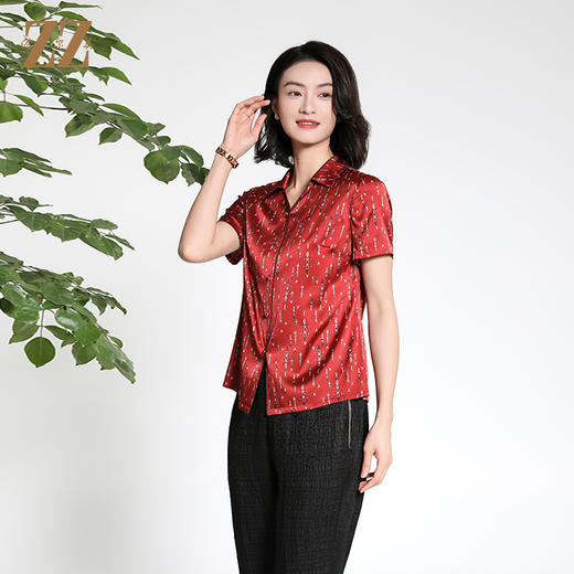 佐尔美夏季新款 新中式国风气质桑蚕丝衬衣女M42CS23 商品图2