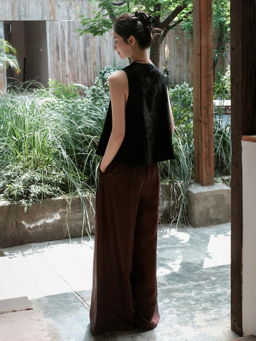 盛唐牡丹 | 民国真丝老面料偏襟马甲(黑色纹样-花纹随机 售完不补) 商品图7