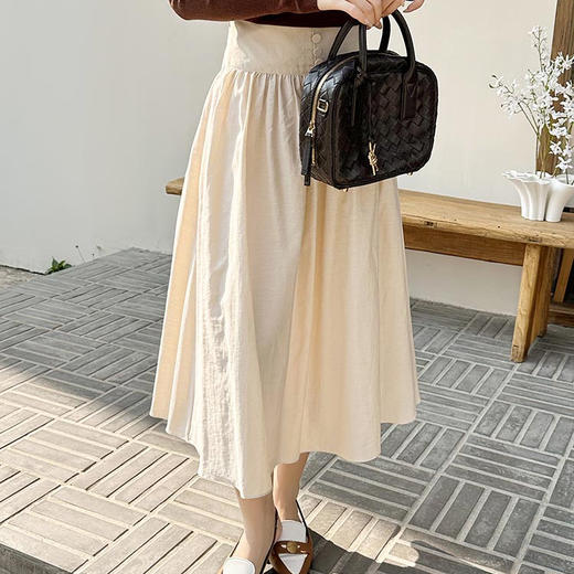 洛诗琳33220气质褶皱收腰半身裙2025夏季新款宽腰显瘦裙子60081 商品图2