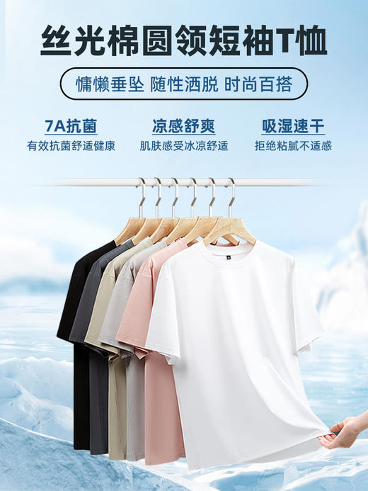 【丝光棉 圆领短袖T恤】夏季新款短袖速干透气短袖多色  男女同款 商品图5
