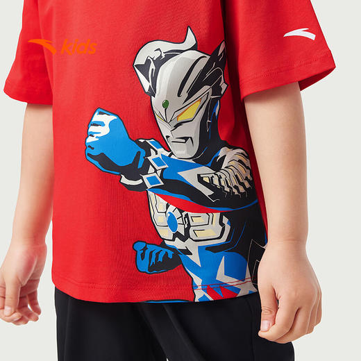 安踏安踏儿童男小童针织短袖衫2025夏柔软亲肤纯棉T恤奥特曼352529120 商品图3