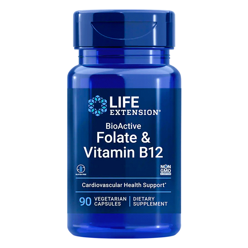 沿寿LIFE EXTENSION Folate&VitaminB12 五甲基四氢叶酸胶囊 90粒