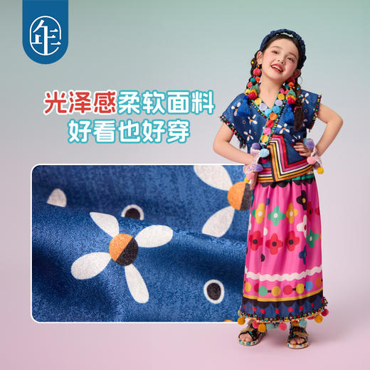 年衣童装女童套装民族服饰新款2025夏季儿童汉服两件套青罗朵朵套装 商品图3