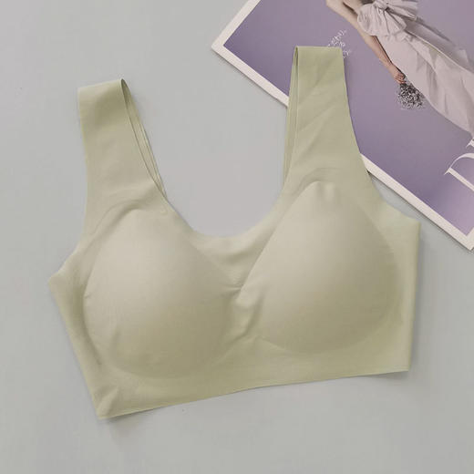丁摩一片式无痕真丝无钢圈文胸光面薄款桑蚕丝内衣可拆卸高弹透气AL2S115 商品图5