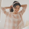 【双层纱千鸟格家居服】双层纱家居服女士七分袖家居服套装全棉格纹套头睡衣 商品缩略图1