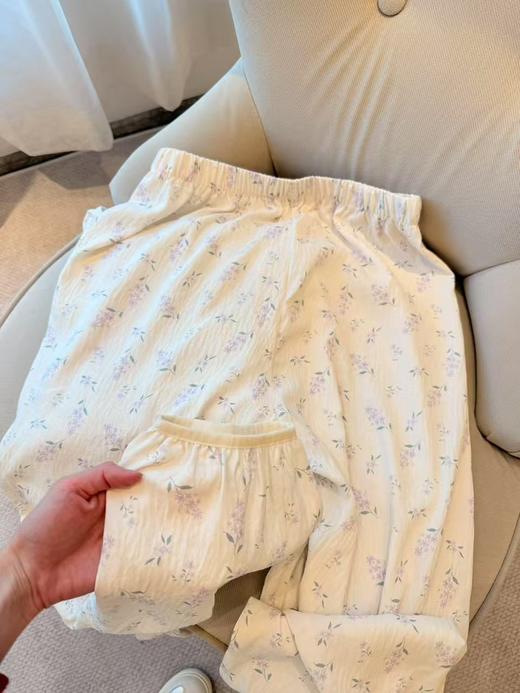 田园碎花丁香紫家居服套装 商品图3