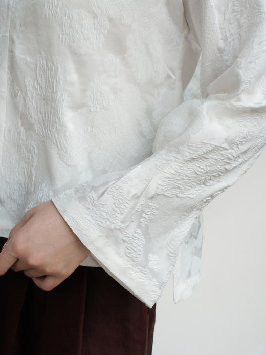 盛唐牡丹 | 珍珠白凤凰纹冠乐绉女上衣 商品图6