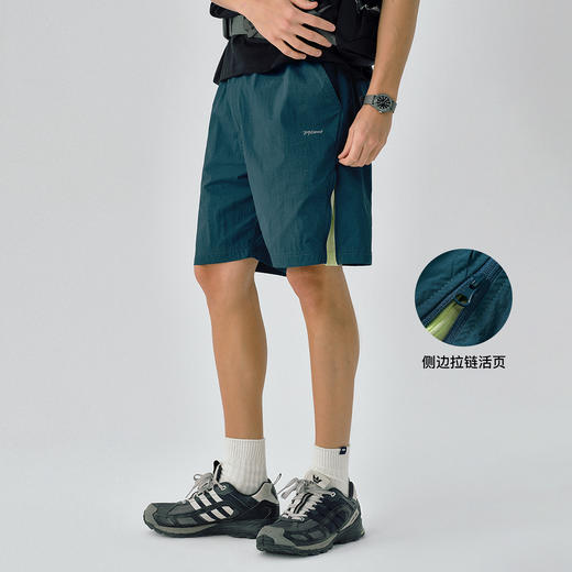 714street耐磨抗皱侧拉链撞色户外短裤男2025夏季新款休闲运动裤 商品图0