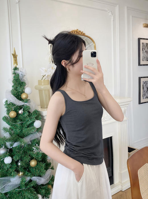 官网1380！沃尔fu特同款莫代尔真丝棉混纺带胸垫一体式文胸背心 休闲百搭打底吊带内衣女 商品图7