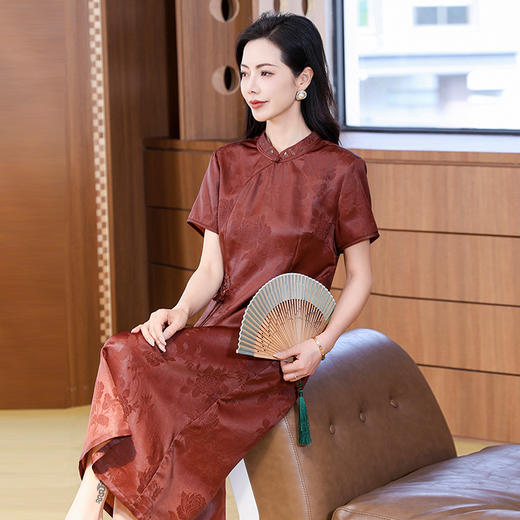 TC 221917重磅香云纱连衣裙时尚复古国风优雅裙 商品图1