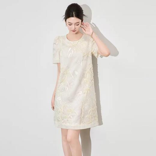 【高货wl】全新升级【铂金会员293/天猫399/差价106】(92658) 洛诗琳高品质精致优雅法式亮片盘花刺绣琉璃纱短袖连衣裙 商品图0