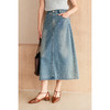 HeyDress复古水洗牛仔半身裙女夏季直筒开叉半裙高腰显瘦蓝色裙子 商品缩略图0