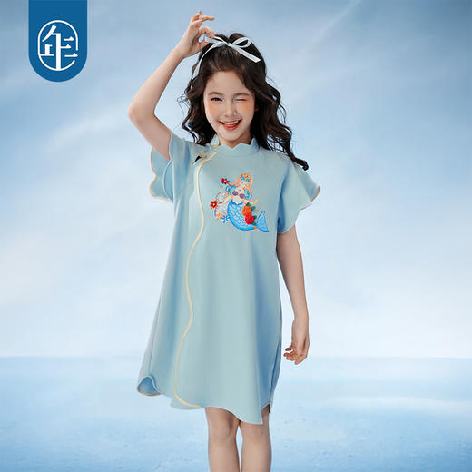 年衣童装2025夏季新款新中式甜美表演服礼服海月贝蒂旗袍裙 商品图1