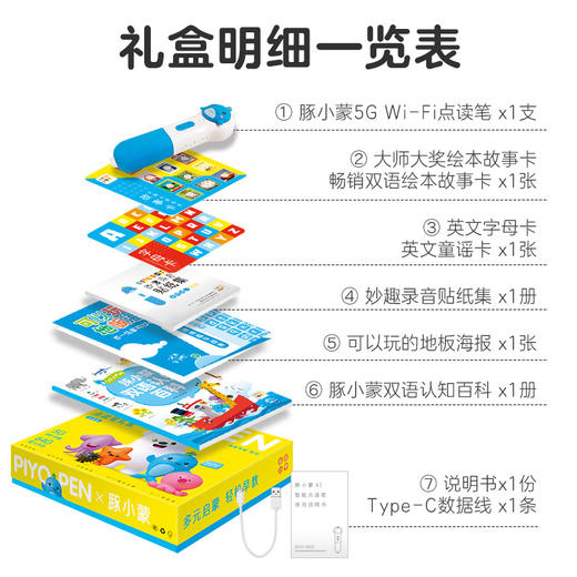 PIYO PEN豚小蒙AI智能64G点读笔礼盒版5GWifi版 早教启蒙 商品图1