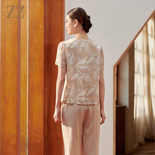 佐尔美夏季新款 新中式国风气质桑蚕丝衬衣女M42CS60 商品图4
