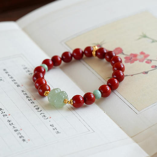 山晓·原创「涟莲」新中式南红手串女和田玉晴水并蒂莲文玩手链【该商品不支持用券】 商品图2
