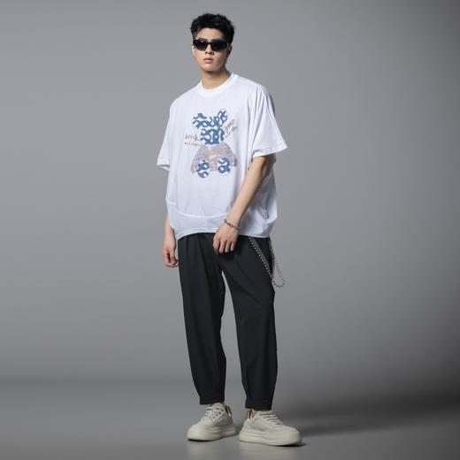 PINLI品立2025夏季新款小熊字母烫钻烫布圆领短袖T恤上衣体恤男士BG252111054 商品图2