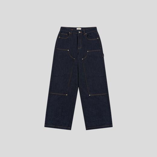 GOODBAI 23编号logo印花口袋膝盖补强牛仔阔腿长裤 商品图1