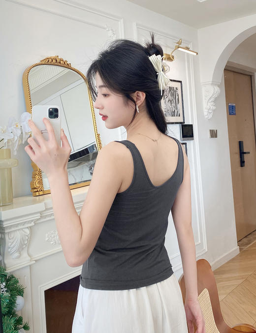 官网1380！沃尔fu特同款莫代尔真丝棉混纺带胸垫一体式文胸背心 休闲百搭打底吊带内衣女 商品图8