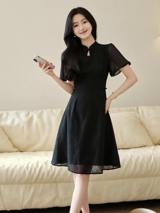 奢姿大码女装2025夏季胖妹妹新中式改良蕾丝旗袍温柔气质连衣裙9952853189 商品图1