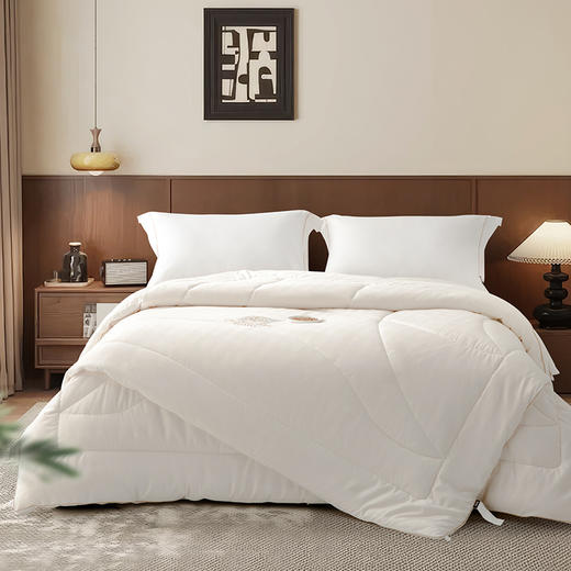 多喜爱 臻享羊绒大豆双蛋白子母被【升级拉链款】【提花磨绒面料】【A类标准】【织带工艺】 【绣花&烫钻】双蛋白呵护 加厚加重 分区绗缝不跑被 商品图0