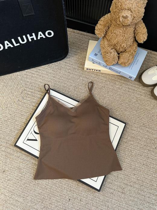 雀说时尚新款蕾丝拼接V领辣妹穿搭性感吊带背心带胸垫内搭外穿上衣女AL 商品图7