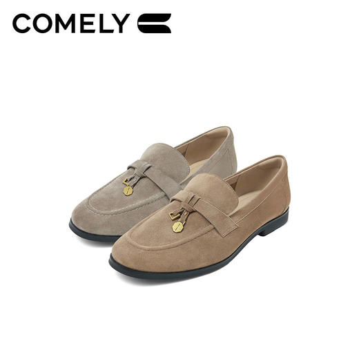 康莉KYQ5A506勃肯乐福鞋春秋新款羊皮绒面复古英伦金币豆豆鞋小皮鞋 商品图2