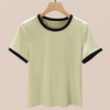 丁摩 盐系撞色拼接弹力正肩上衣新款高端灰色圆领短袖t恤女夏季5ZF-719 商品缩略图9
