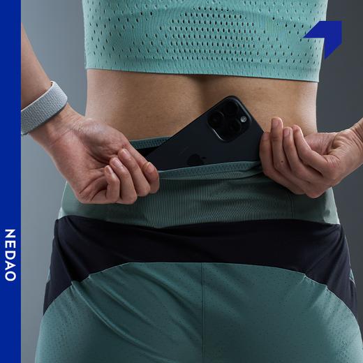 内道腰包拼接跑步短裤女越野撞色短裤马拉松透气舒适女士跑步短裤 商品图2