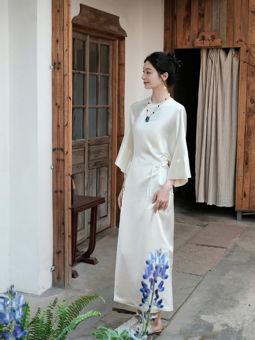 盛唐牡丹 | 丝毛新中式挽袖长裙 商品图5