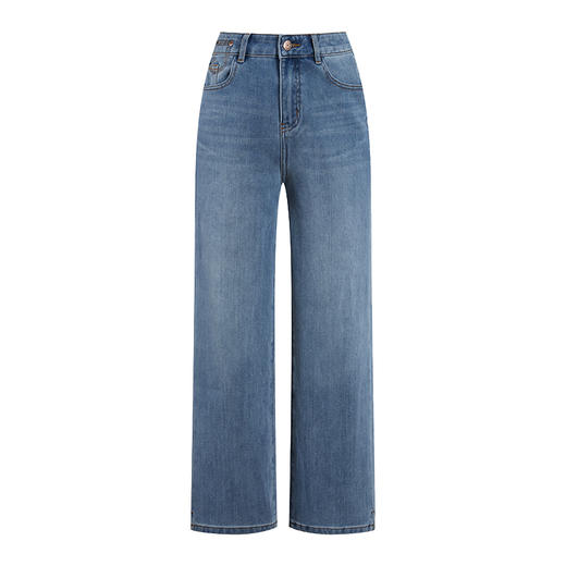 HeyDress四面弹牛仔裤女夏季高腰弹力显瘦直筒裤百搭侧开叉裤子 商品图4