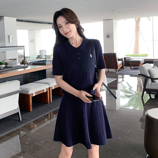 奢姿大码女装2025夏季气质POLO领百褶两件套胖妹妹时尚针织套装9452969725 商品图4