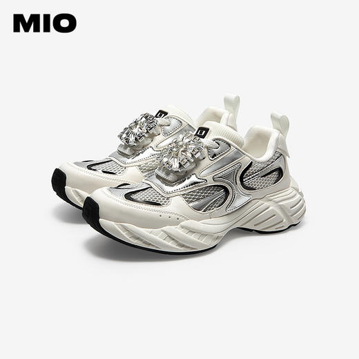 MIO米奥老爹鞋闪钻银色轮胎鞋厚底复古风增高运动鞋M254586383 商品图2