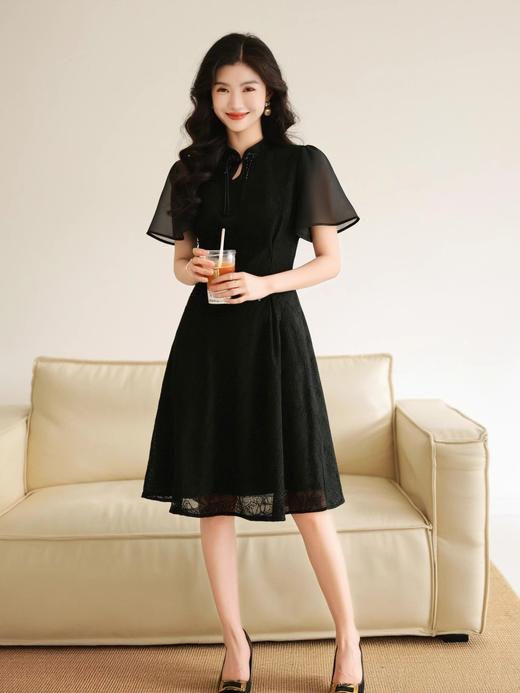 奢姿大码女装2025夏季胖妹妹新中式改良蕾丝旗袍温柔气质连衣裙9952853189 商品图2