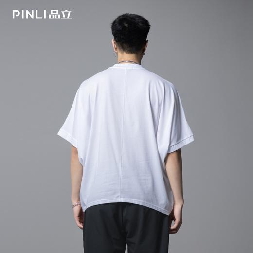 PINLI品立2025夏季新款小熊字母烫钻烫布圆领短袖T恤上衣体恤男士BG252111054 商品图3