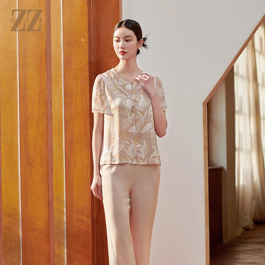 佐尔美夏季新款 新中式国风气质桑蚕丝衬衣女M42CS60 商品图2