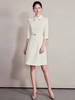 IWY/米白色连衣裙七分袖新款设计感拓花翻领西服裙美容院工作服Q1270 商品缩略图3