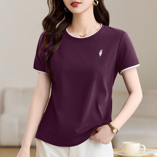 雀说正肩短袖t恤爆款高端女装修身上衣洋气半袖体恤衫AL20035 商品图7