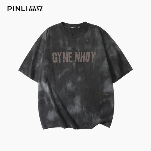 PINLI品立2025夏季新款男士圆领字母印花短袖T恤上衣BG252111051 商品图3