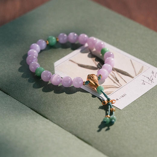 山晓·原创「芷若」新中式紫锂辉翡翠十八籽手串女款文玩手链【该商品不支持用券】 商品图4