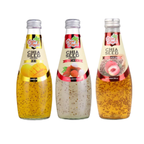 泰国可可优奇亚籽荔枝味/芒果味/水蜜桃味饮料290ml 添加果汁口感更加纯正 020024-1/020024-2