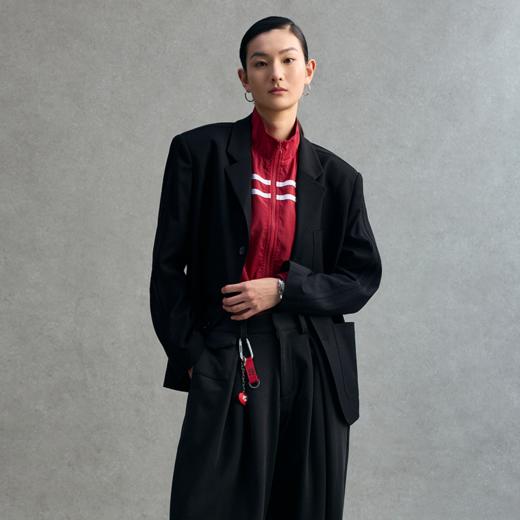 GOODBAI 23编号logo印花网面翻领西装外套 商品图0