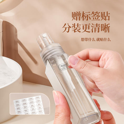 赠送标签纸【旅行一套搞定！告别大瓶烦恼】旅行便携精致分装瓶化妆品旅游套装五合一洗发水沐浴露喷雾水乳液。ry 商品图2