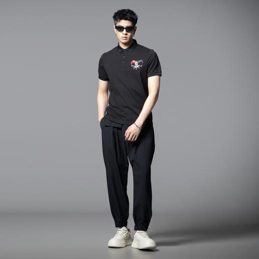 PINLI品立2025夏季新款小丑贴布绣花翻领修身短袖POLO衫男士体恤BG252112044 商品图3