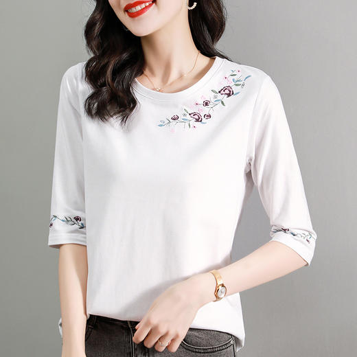 雀说新款夏季宽松上衣爆款半袖洋气中袖打底衫AL220191 商品图1