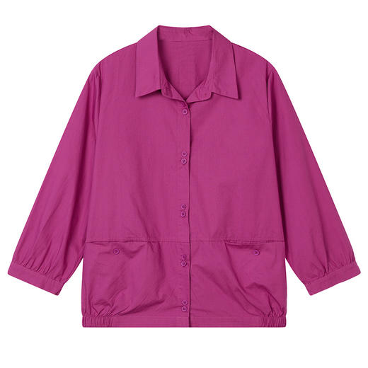 丁摩 长袖衬衫女大码显瘦宽松休闲短款小个子中年妈妈纯棉薄款单层外套5ZF-  323255 商品图4